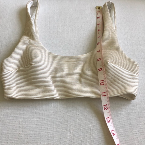 H&M NWOT Gold & White Stripe Bikini Top - Size 4 - Picture 4 of 8